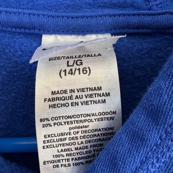 ✨ Adidas Kids Hoodie L (14/16) Blue Black Colorblock Sweatshirt 👟🤍 - Picture 5 of 6